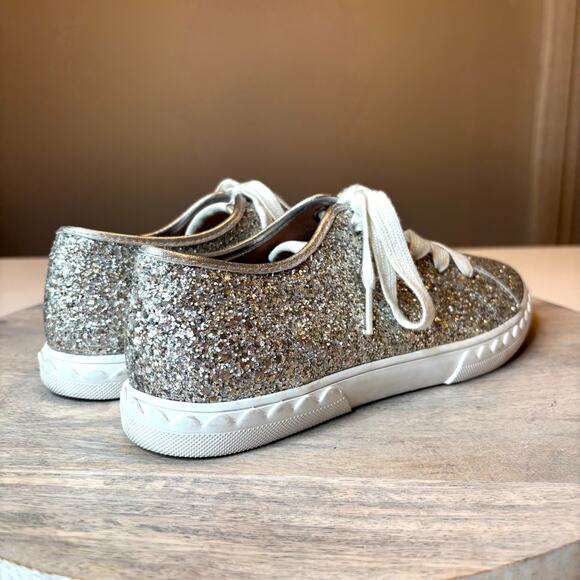 Kate Spade New York Glitter Lace Up Sneakers Silver Sparkle Women’s Shoes Sz 6.5 - Picture 6 of 11